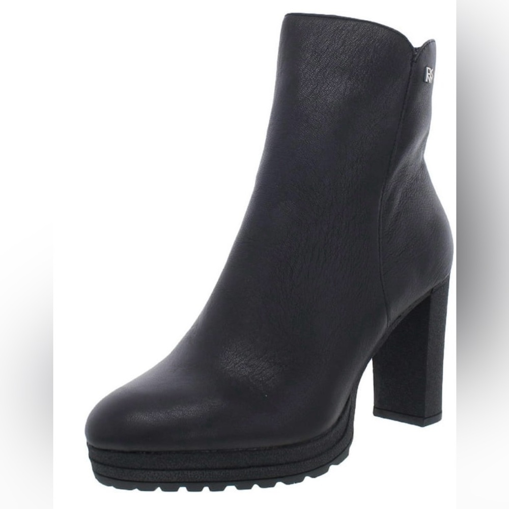 DKNY Black Leather Heeled Tessi Booties